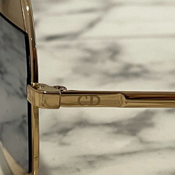 DIOR Split 1 Gold & Grey Aviator Mirrored Sunglasses main image 4